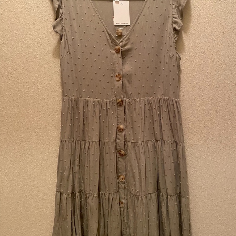 Sage green button down dress